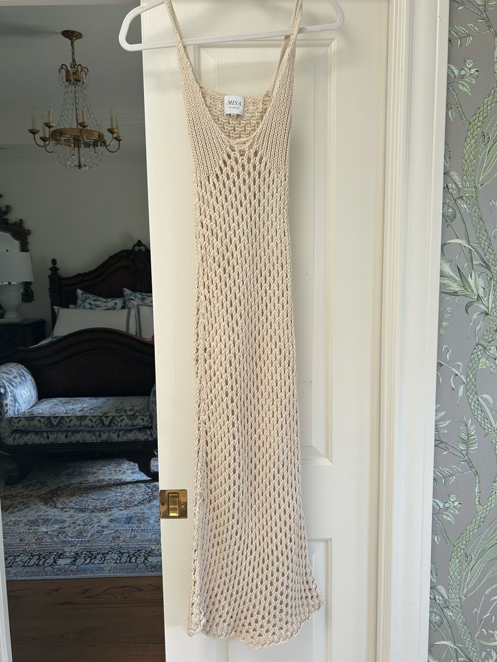 MISA Los Angeles | Ursula Crochet Midi Slip Dress | Natural